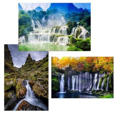 Imagem de 3 Quebra-Cabeças Lindas Cachoeiras Inclusivo e Inteligente de 60 peças