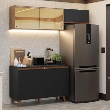 Imagem de Armário de Cozinha Compacta 190cm Preto/Rustic Reims Madesa 09, Preto/