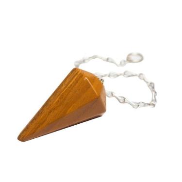 Imagem de Pêndulo Jaspe Amarelo Pedra Natural Lapidação Facetado - CristaisdeCur