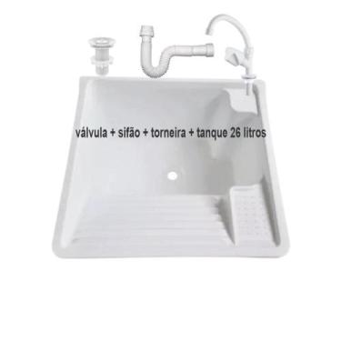 Imagem de Kit Tanque 26 Litros + Torneira De Bancada + Sifão + Válvula - fiberbl