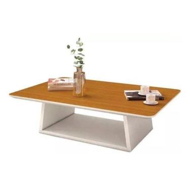 Imagem de Mesa de Centro Retangular 109 x 68 x 30 Holambra EDN, Off White/Cedro