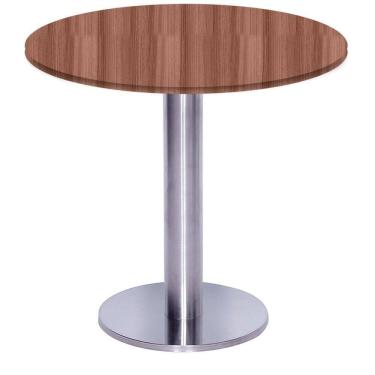 Imagem de Mesa Beta Big Inox 75 Cm (alt) Disco Redondo Tampo Mdp Redondo 60 Cm (larg) X 2,50 Cm (alt) Walnut