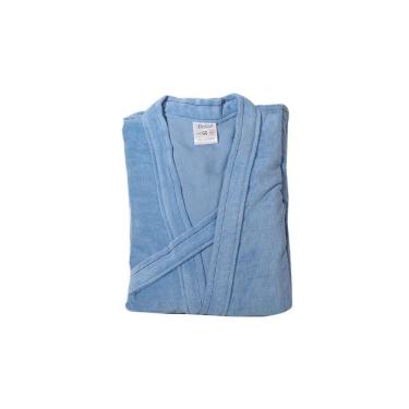 Imagem de Roupão Veludo Plus Size Briza Azul 3008 Tamanho Gggg