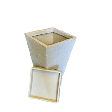 Imagem de Vaso De Planta Coluna Quadrada Com Prato M (bege)