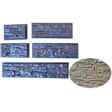 Imagem de Moldes de concreto vendidos por você mesmo, 5 peças de moldes de plástico ABS para parede de gesso de concreto, tijolos, decoração de casa, azulejos, decoração de parede W01
