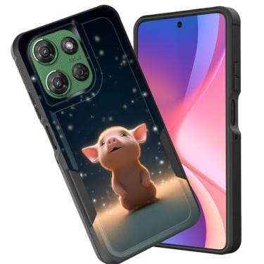 Imagem de CICPLKSE Capa para Moto G Stylus 5G 2025, camada dupla, híbrida, à prova de choque, rígida, policarbonato macio, TPU, capa protetora para Motorola Moto G Stylus 5G 2025, bebê porco fofo