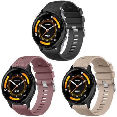 Imagem de Meliya Pulseira de relógio Garmin Venu 3/Venu 2/Vivoactive 4 feminina e masculina, pulseira de silicone macio de 22 mm para relógio inteligente Forerunner 745/265/255 (preto + violeta fumê + MilkTea)