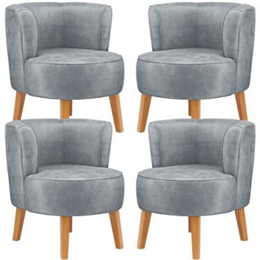 Imagem de Kit 4 Poltronas Macia para Recepção Clínica Ergonômica Reforçado MOBLAN decor (Cinza)