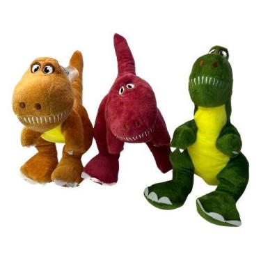 Imagem de Dinossauro De Pelúcia 26cm Brinquedo Decorativo - TJ, Laranja, Claro