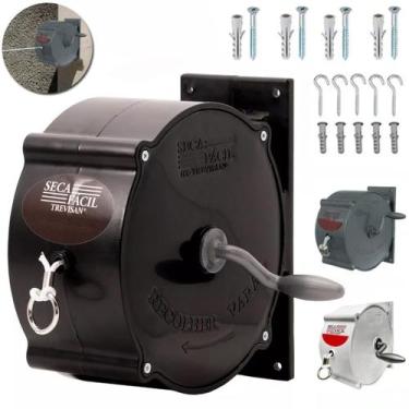 Imagem de Varal Retrátil Parede Recolhível Roupas Corda 30m Manivela Cores Trevi