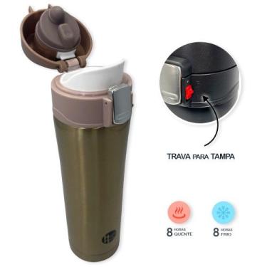 Imagem de Squeeze Garrafa De Água Garrafinha Isotérmica Com Tampa 500ml  Dourada