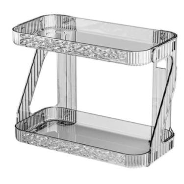 Imagem de Porta Treco Organizador Pia Penteadeira Cosmeticos Maquiagem Acrilico Adesivo Parede (Cinza)