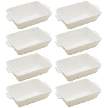 Imagem de Kit 8 Travessas Refratários de Porcelana 23,5x15cm Assadeira - Lyor