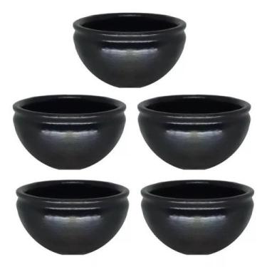 Imagem de Kit Com 5 Cumbucas Pretas De Barro Para Caldos 450ml - Artesanatos Min