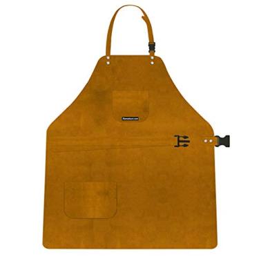 Imagem de UJ Ramelson Co Avental de forjamento com 3 bolsos de couro de camurça Woodcarvers Woodworkers Chasers Gunsmith Woodcarvers Bladesmith