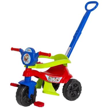 Imagem de Triciclo infantil de passeio e pedal motoca com empurrador e proteção lateral (Vermelho)