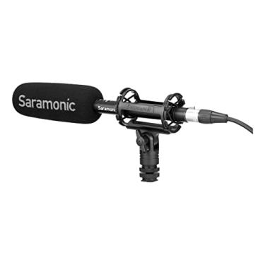 Imagem de Saramonic Microfone espingarda supercardioide profissional com +48v e alimentação AA, suporte de choque, para-brisas e XLR (SOUNDBIRDV1)