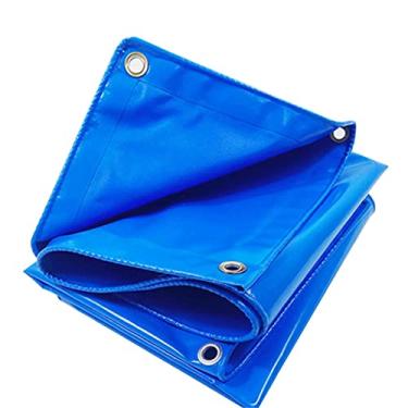 Imagem de Folha de lona impermeável 450g/m² Lona resistente 2 x 2 m 3 x 3 m tenda de dossel à prova de chuva folha de chão dobrável com ilhós reforçados, capa protetora, azul (tamanho: 1,5 x 5 m)