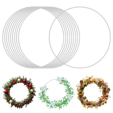 Imagem de Anéis de metal de 25,4 cm para artesanato, 10 peças de argolas de macramê prateadas para apanhador de sonhos, guirlanda para decoração de mesa de centro de mesa, decoração de parede de casamento