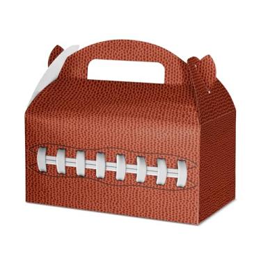 Imagem de WIRESTER Conjunto de 12 caixas de presente de festa de papel, sacos de guloseimas de biscoitos, linda caixa de presente de papelão com alças para decoração de festa de aniversário - padrão de futebol