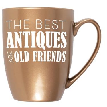 Imagem de Elanze Designs Caneca de café The Best Antiques Are Old Friends Bronze 283 g New Bone China