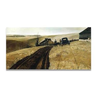 Imagem de Impressão em tela de Andrew Wyeth de venda pública - arte de realismo americano, aquarela e pintura de têmpera de ovo para decoração de casa 80 x 160 cm