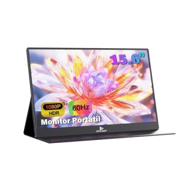 Imagem de GRASEP Monitor Portátil 15,6 Polegadas para Notebook – Extensor de Tela Portátil Full HD 1920x1080, HDR10, 250 cd/m², 72% NTSC, Som Estéreo Duplo, Conexão por Fio para Multitarefa e Entretenimento