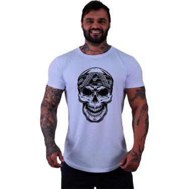 Imagem de Camiseta Longline MXD  Caveira Com Bandana Masculina-Masculino