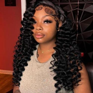 Imagem de Perucas Twigoal Loose Deep Wave de 28 polegadas HD Lace Human Hair