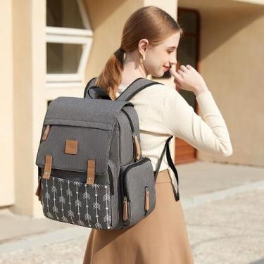 Imagem de Mochila Maternidade Land Luxury Flechas cor Cinza