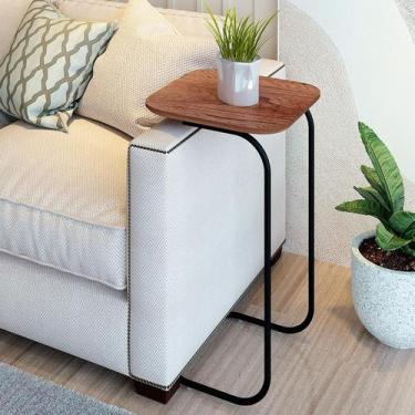 Imagem de Mesa Lateral Quadrada Roma Cinamomo e Preta - Mobly