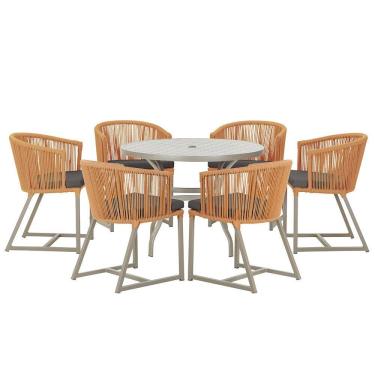 Imagem de Mesa com 6 Cadeiras de Jantar Roma 120cm e Noronha em Alumínio