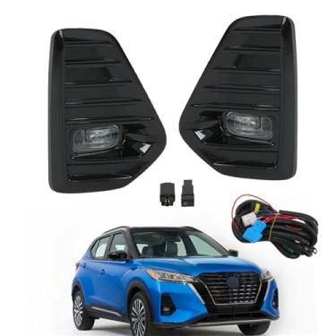 Imagem de WFLNHB Faróis de neblina esquerda e direita para Nissan Kicks 2021 2022 2023 Kit de interruptor de fiação transparente com biséis 2615000Q0B 2615500Q0E