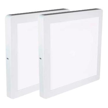 Imagem de Kit Luminária Plafon LED Quadrado de Sobrepor 24W - 3000K Com 2 Unidad