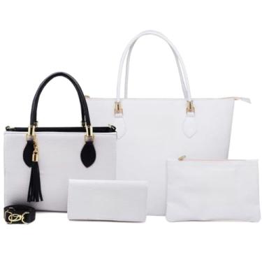 Imagem de Kit 4 Bolsas Anjik, bolsas Elegantes, Kit completo Bolsa Anjik Média+Carteira+Sacola Anjik+Necessaire ! (Branco Preto,único)