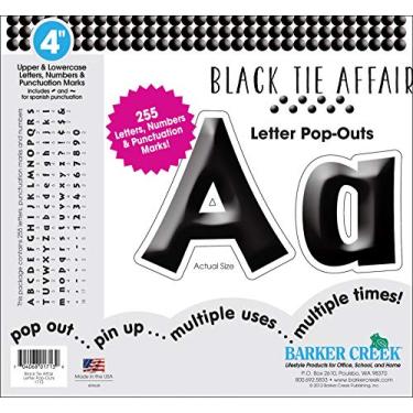 Imagem de Barker Creek Letras Pop-Outs, 10 cm de gravata preta, letras pretas clássicas para quadros de avisos, salas de descanso, áreas de recepção, placas, monitores e muito mais! 10 cm, 255 caracteres por conjunto (1713)