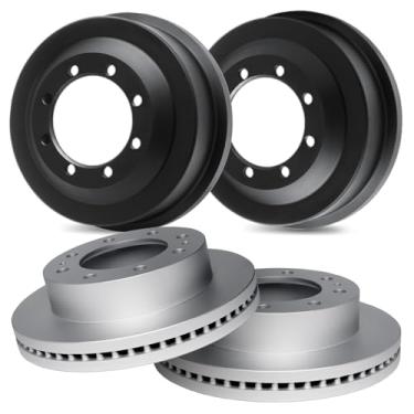 Imagem de R1 Concepts Rotor e tambor de freio a disco revestido de carbono dianteiro e traseiro Ford F-250, F-350 1980-1989