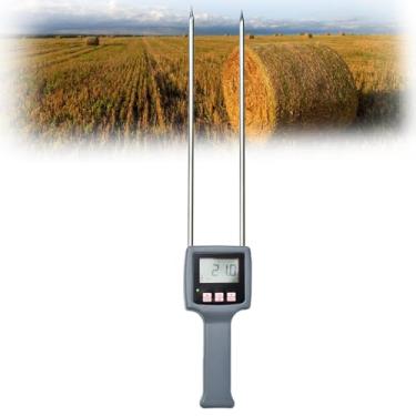 Imagem de Medidor de umidade de feno portátil, medidor de umidade de fibra digital, sonda dupla de aço inoxidável, testador de umidade tipo sonda, adequado para palha de grãos, farelo, forragem,grama de ovelha