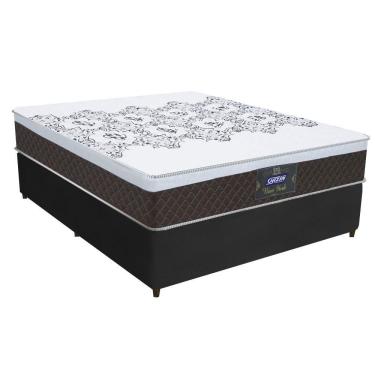 Imagem de Cama Box Casal New York com Colchão Molas Ensacadas Suede Marrom e preto Gazin Colchões