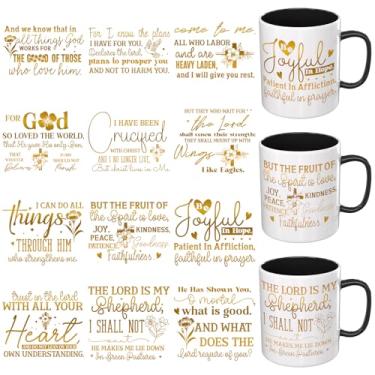 Imagem de Dorsbaby 12 peças de versículos bíblicos UV DTF envoltório de copo UV DTF adequado para canecas, óculos, notebooks, computadores, mesas e cadeiras, etc. Papel de transferência UV DTF de alta