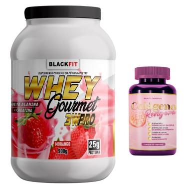 Imagem de Kit Whey Morango + Colageno Original Cabelo Unhas Max Desempenho Proteinas-Unissex