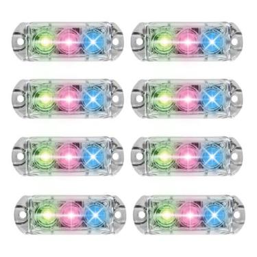 Imagem de Kit 8 Faróis 3 Leds Strobo Automotivo Carro Ajk Rgb 6w