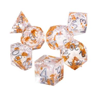 Imagem de Conjunto De Dados Poliédricos De Folha De Ouro Verde Para Dungeons And
