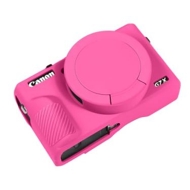 Imagem de Easy Hood Capa para câmera digital Canon Powershot G7 X Mark III, capa protetora de silicone macio com capa de lente removível para câmera DSLR Canon Powershot G7X Mark III (rosa)