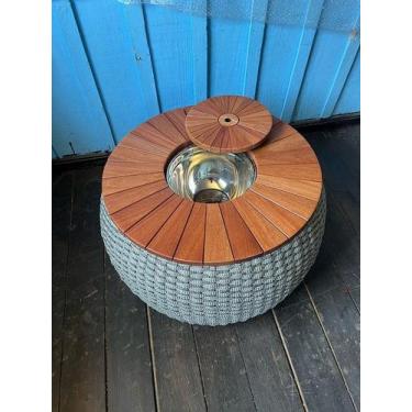 Imagem de Mesa De Centro Lagos Tampo Teca - VerdeCor, Corda Náutica Azul Marinho