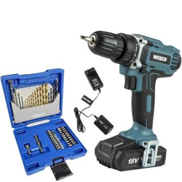 Imagem de Parafusadeira Furadeira 18V 10 MM com Bateria Carregador Bivolt WESCO 