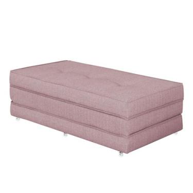 Imagem de Pufe Cama Dobrável Casal 130 Premium Due Decor, Linho Rosa