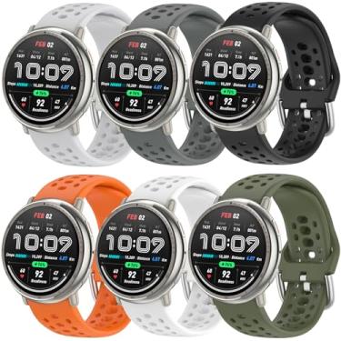Imagem de ViCRiOR Pacote com 5 pulseiras de relógio compatíveis com Amazfit Active 2/Active, pulseira de silicone macio respirável de 20 mm para Amazfit GTS 4/4 Mini / 3 / 3e/ 2 Mini / 2e/ 2 feminino e