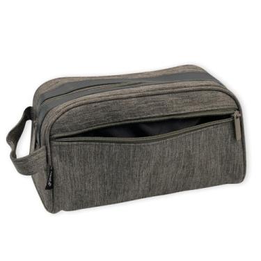 Imagem de Nécessaire Masculina com 2 Divisórias, Bolsa de Viagem em Tecido Cinza