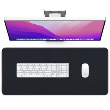 Imagem de Mouse Pad Grande 90x40 Couro Preto Antiderrapante Deskpad Ergonômico